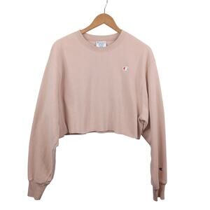 Champion Women's Reverse Weave Cropped Sweatshirt Size M Crew Oversized Hip Hop